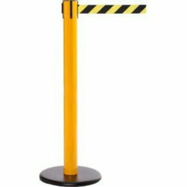 Queue Solutions SafetyPro 300 Retractable Belt Barrier, 40" Yellow Post, 16' Black/Yellow Diagonal Stripe Belt SPRO300Y-YB